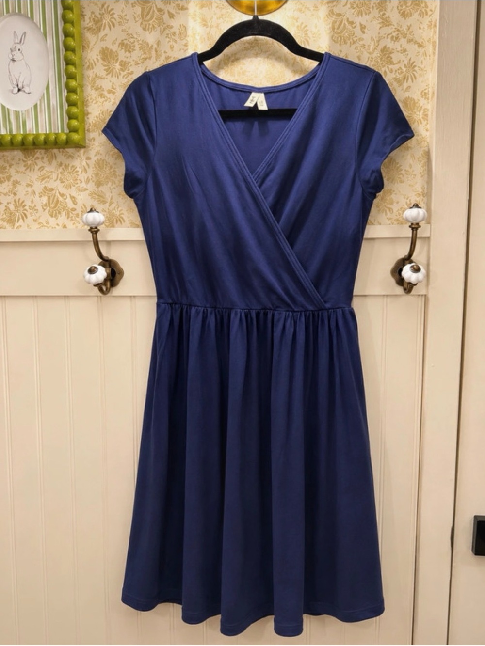‼️NWOT: Pact Organic Women's Navy Blue V-Neck Wrap Midi Dress - M